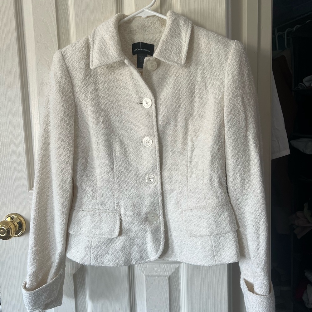 White Textured Women's Jacket